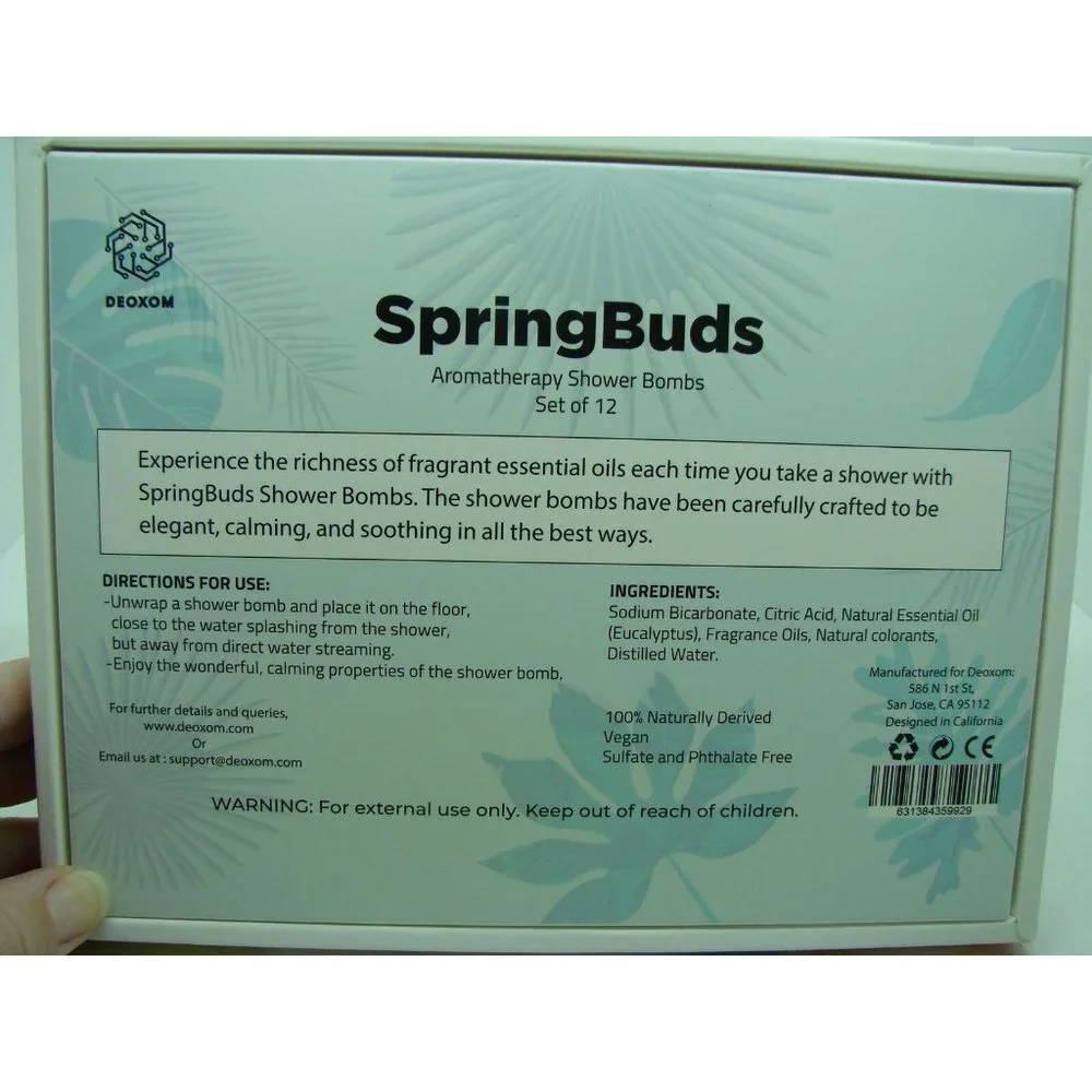 Deoxom SpringBuds Vegan Aromatherapy Shower Bomb Set of 12 New Wrapped & Sealed